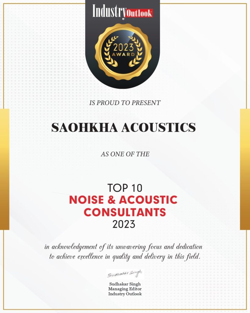 Saohkha Acoustics awarded as one of the Top 10 Noise and Acoustic Consultants 2023